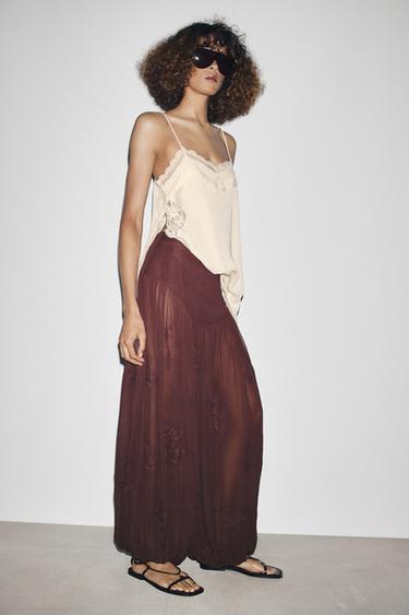 TOP LENCERO ENCAJE ZW COLLECTION - Crudo de Zara