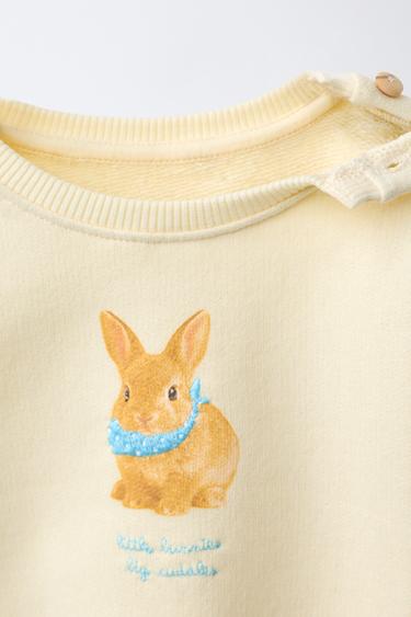 EMBROIDERED BUNNY SWEATSHIRT - Light yellow by Zara - Image 2