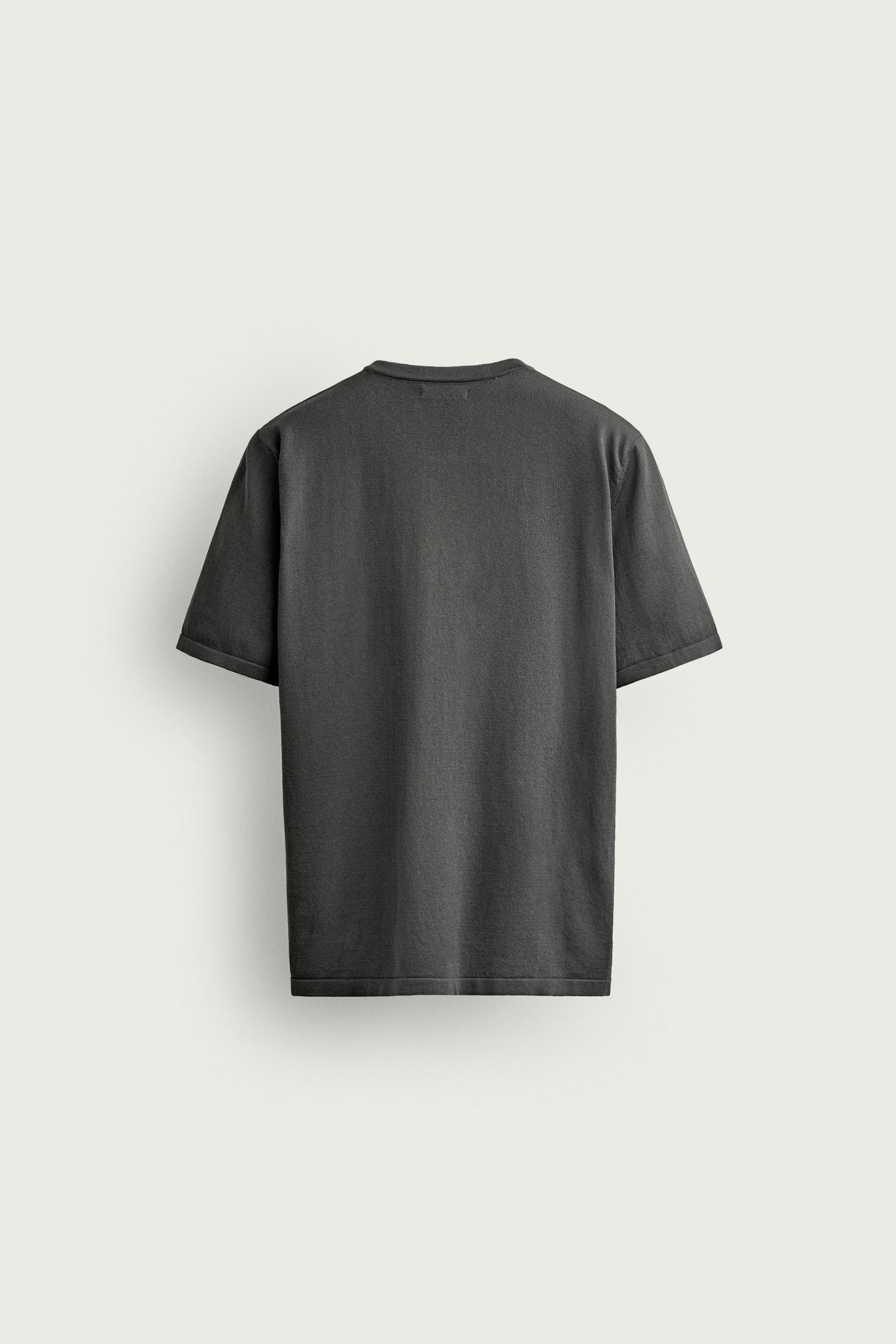 Мужская футболка Zara Knit Henley, цвет: Угольный серый — фото 6