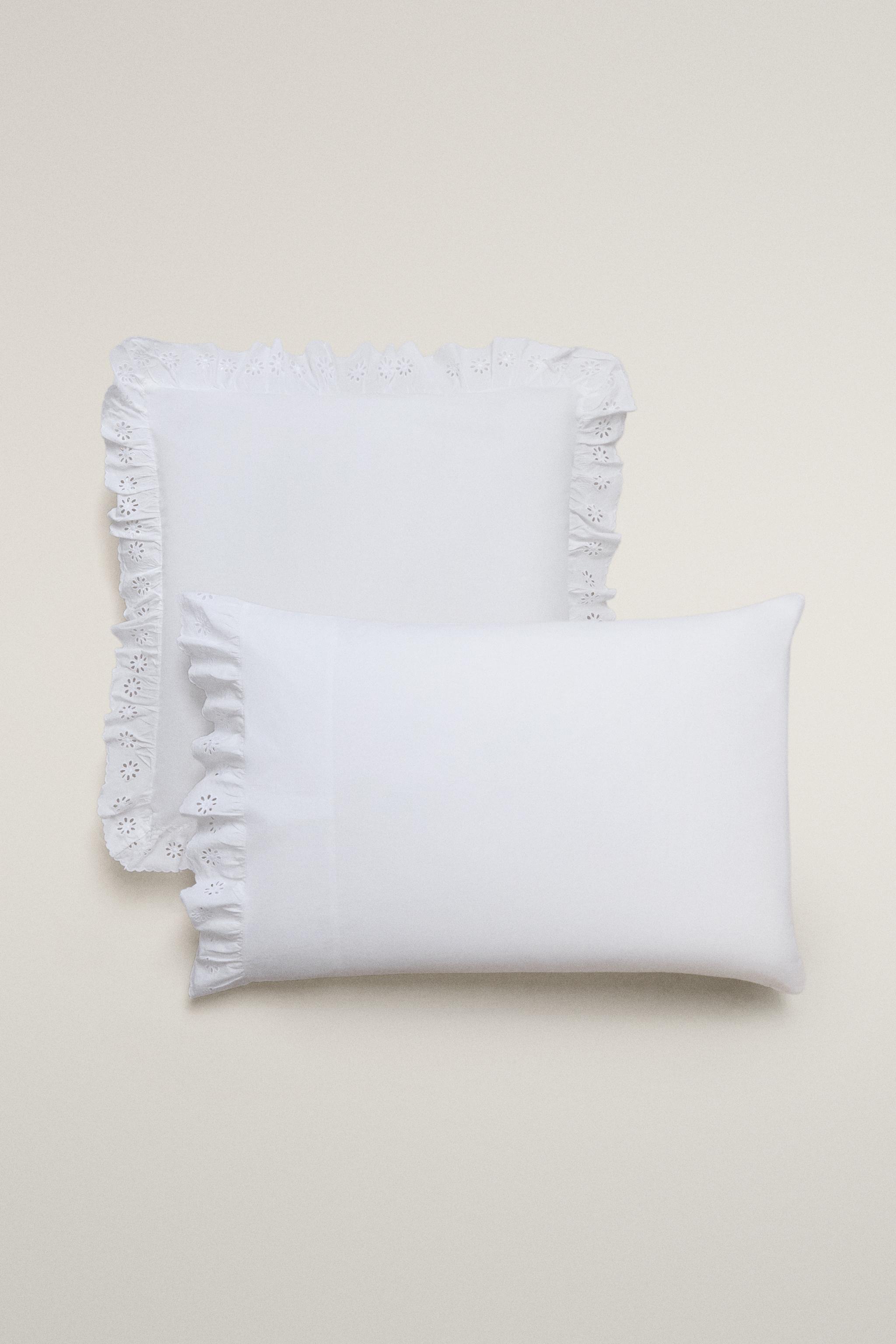 RUFFLED COTTON PILLOWCASE — White