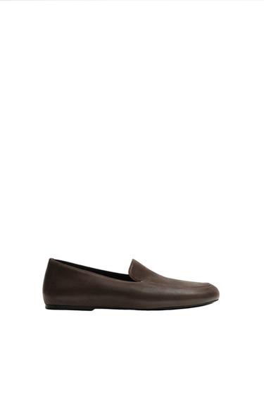 Zara LEATHER LOAFERS - Brown