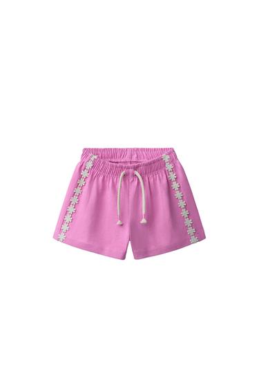 BERMUDA FELPA HEAVY WEIGHT FLORES - Rosa medio de Zara