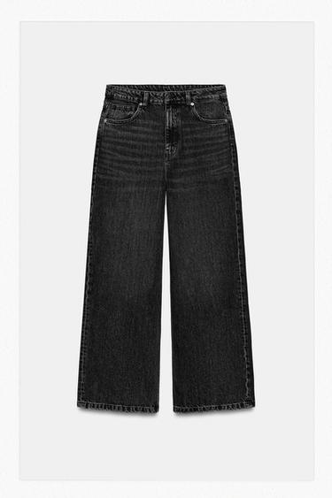 Zara ZW COLLECTION HIGH-RISE WIDE LEG JEANS - Black