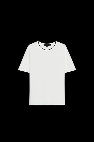 KNIT TOP WITH CONTRAST TRIMS - White / Navy by Zara - Image 0
