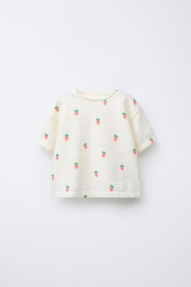 T-SHIRT MET AARDBEIENPRINT - Gebroken wit van Zara - Afbeelding 0