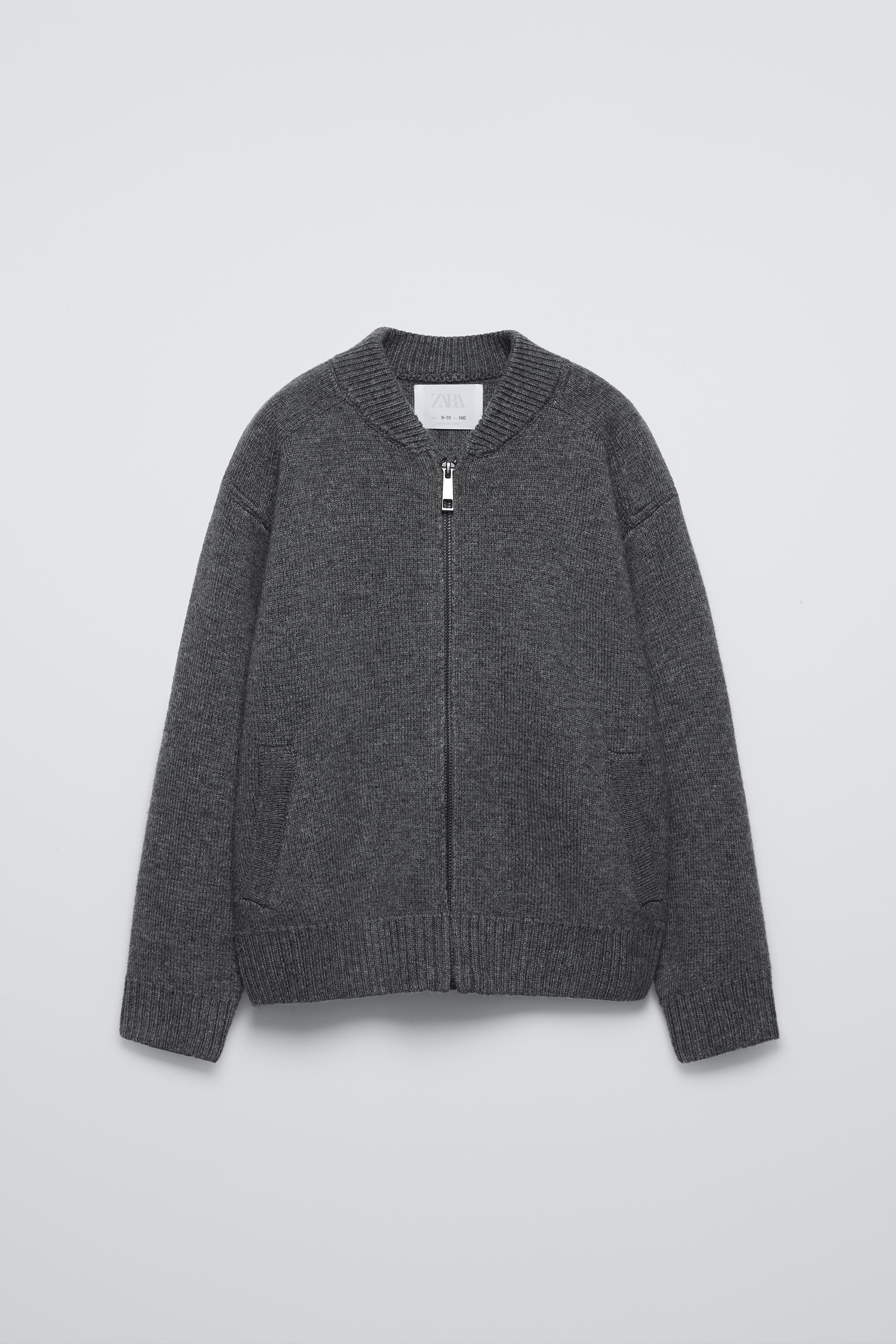 KNITTED ZIP UP BOMBER JACKET WITH WOOL Anthracite grey ZARA United Kingdom