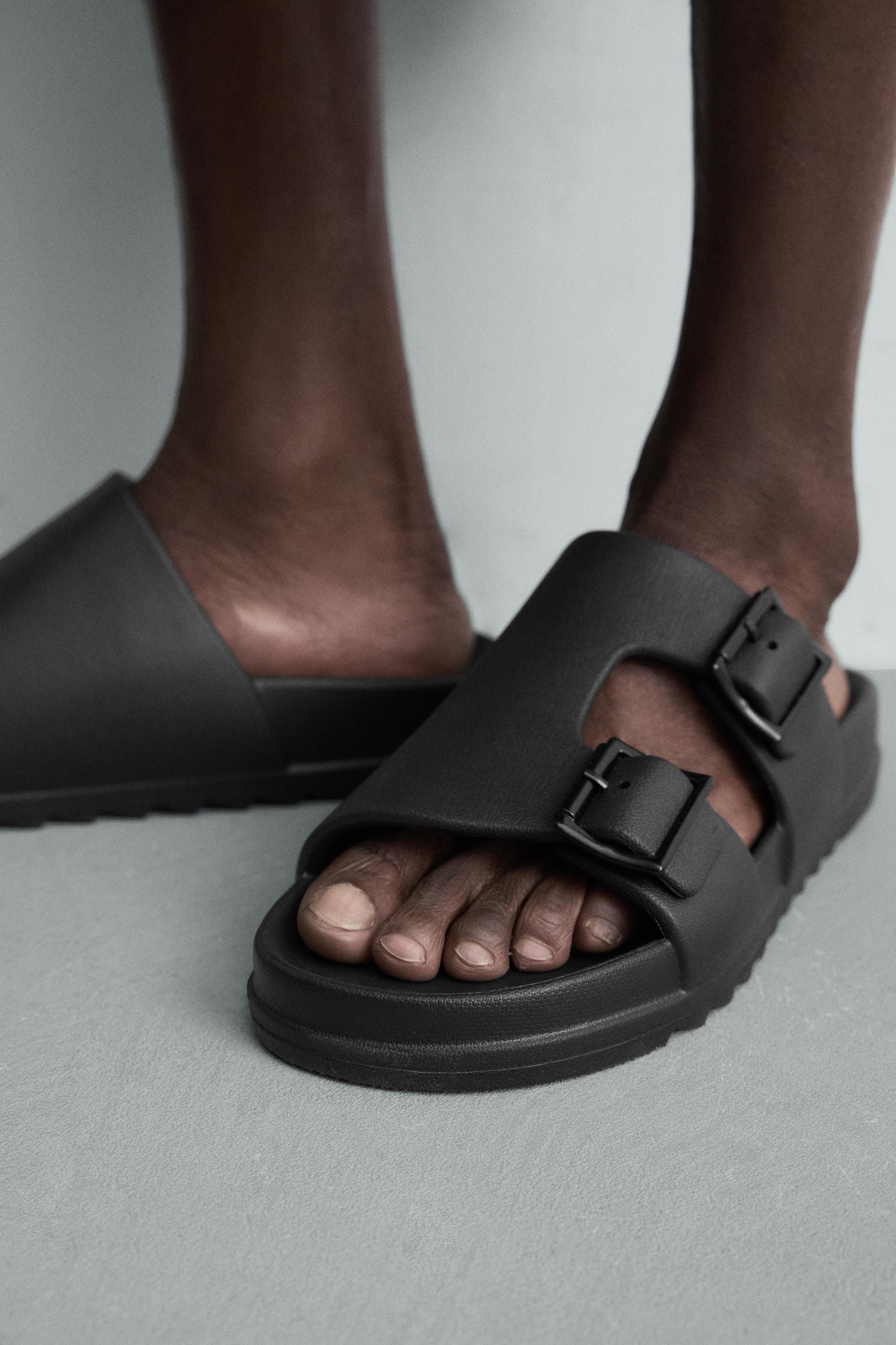 Мужские сандалии Zara RUBBERIZED DOUBLE STRAP SANDALS — фото 3