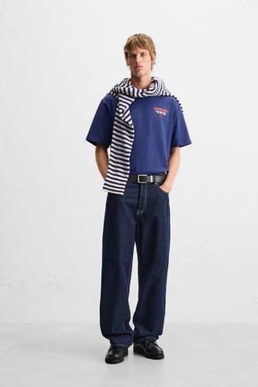 CAMISETA COM TEXTOS ESTAMPADOS CORAÇÃO - Azul-marinho da Zara - Imagem 0