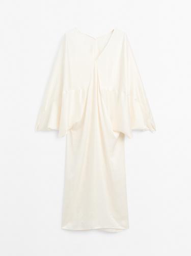 Zara Flowing satin kimono dress - STUDIO - Ecru