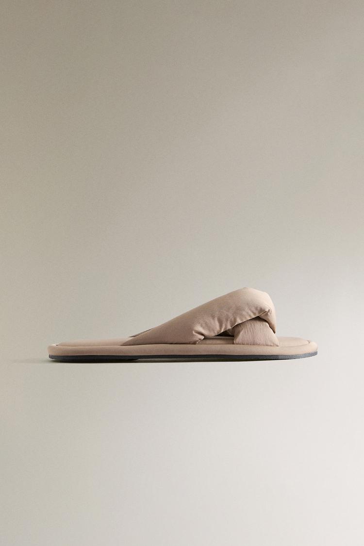 MULE SLIPPERS WITH KNOT Taupe Grey ZARA UAE Dubai/Sharjah