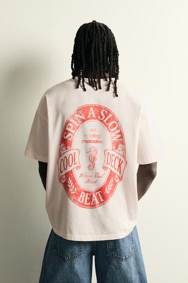 WASHED TEXT RELAXED FIT T-SHIRT - Pink by Zara