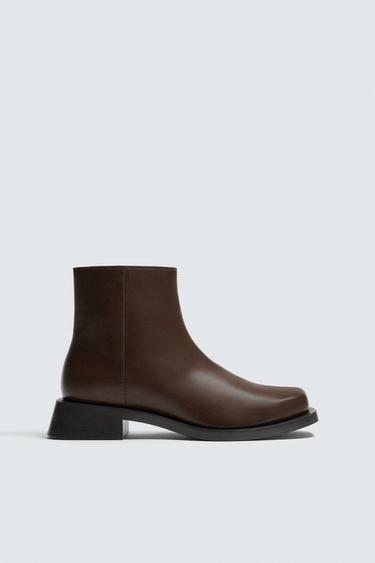 Zara TOPSTITCHED BOOTS - Brown