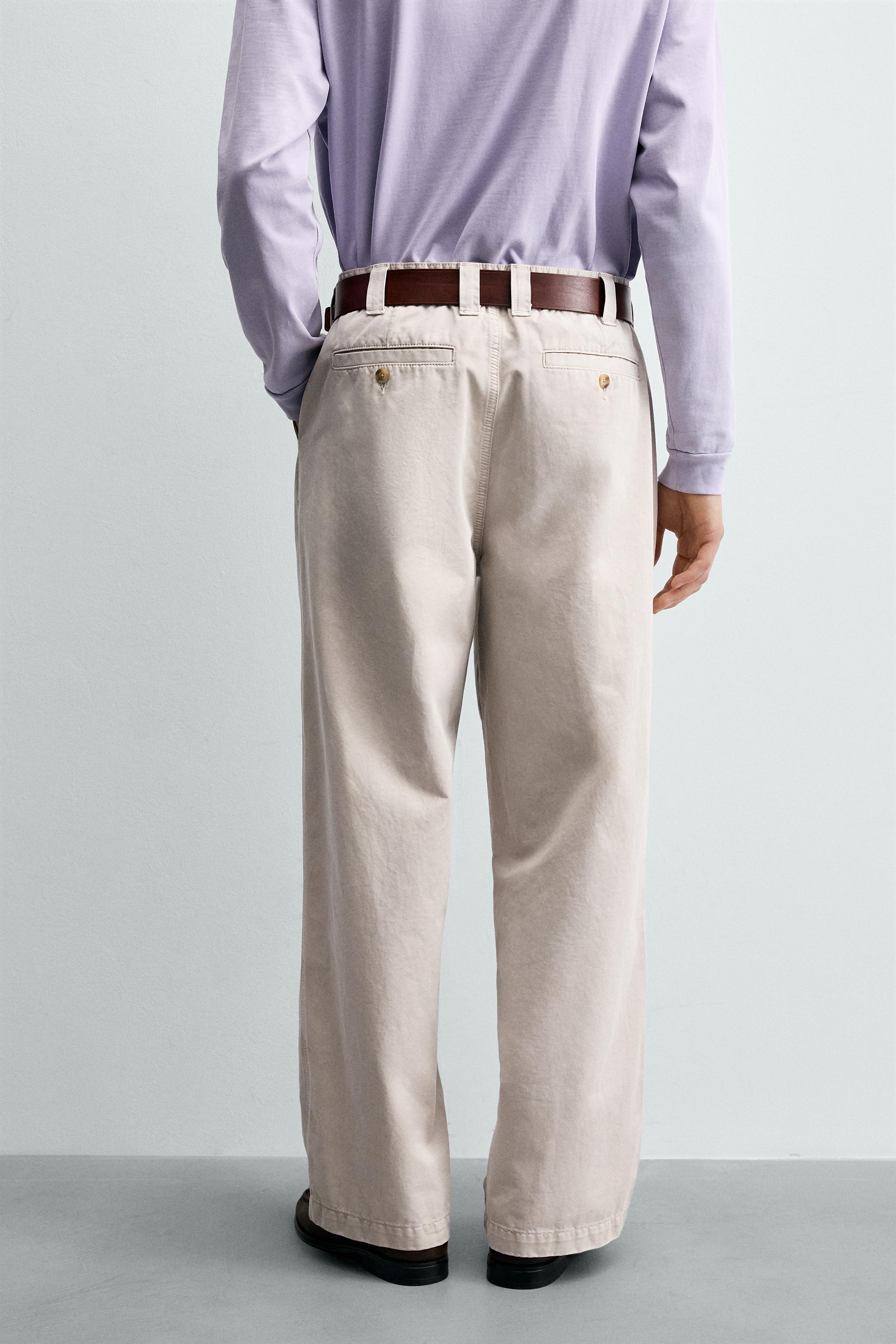 Мужские брюки Zara VINTAGE WASH EFFECT STRAIGHT FIT CHINO PANTS — фото 3