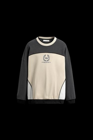 SUDADERA COLOR BLOCK ESTAMPADO - Gris antracita de Zara