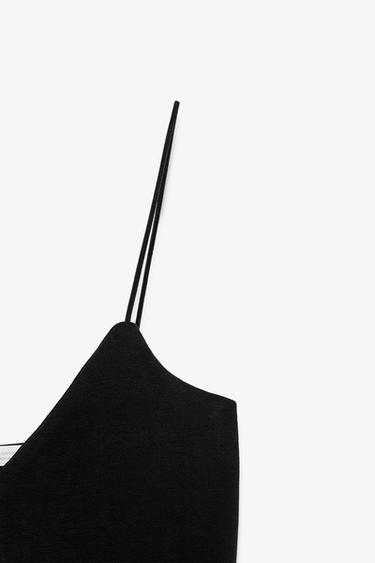 Zara COTTON TANK TOP - Black