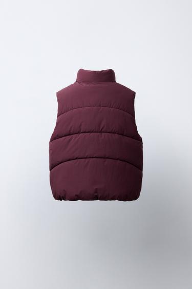 WATER-REPELLENT PLAIN GILET - Dark plum by Zara