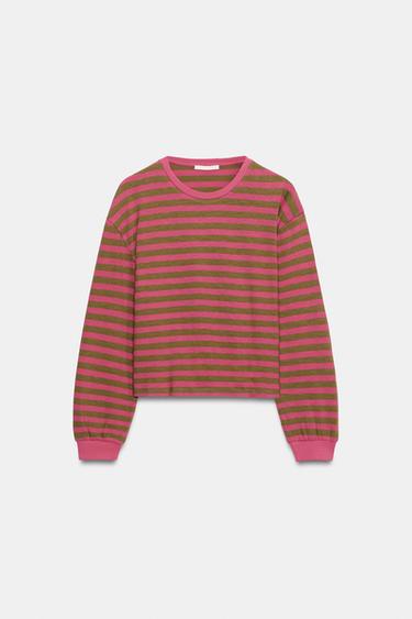 LONG SLEEVE STRIPED T-SHIRT - Brown Stripes by Zara