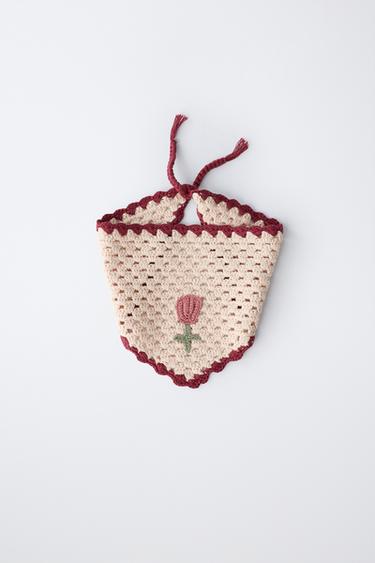 Zara CROCHET KNIT BANDANA - Ecru