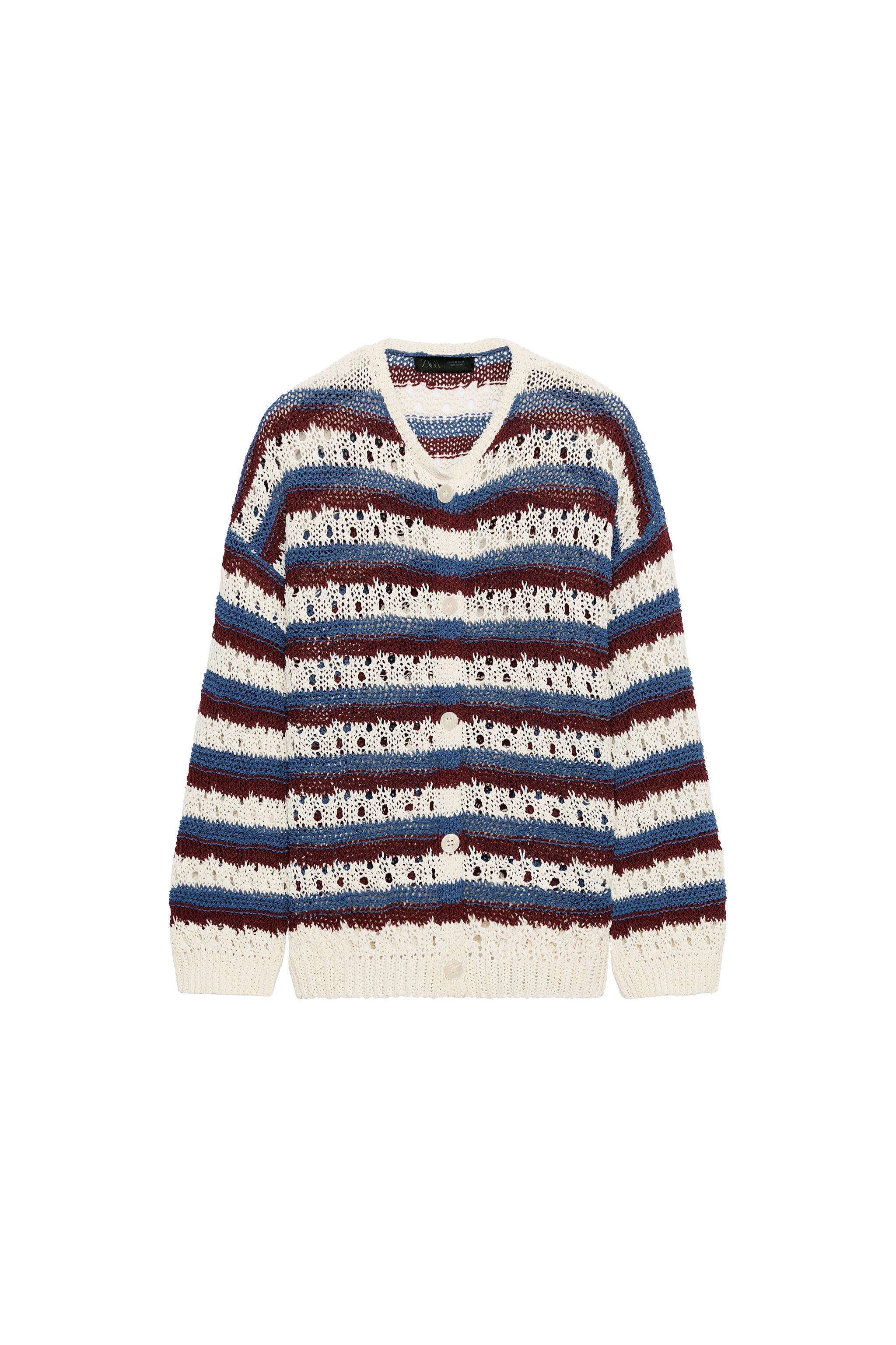 ストライプ柄オープンニットカーディガン - マルチカラ― | ZARA Japan