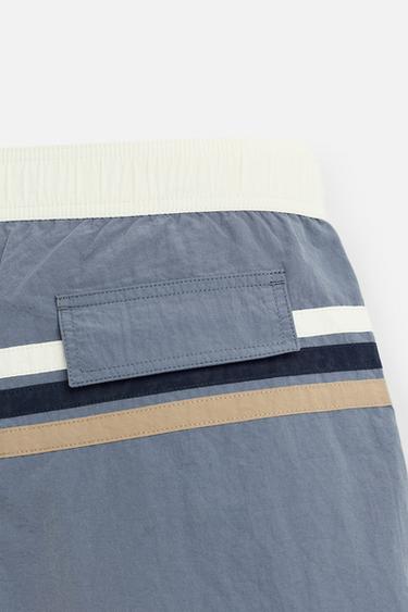 STRIPED LONG SWIMMING TRUNKS - Indigo by Zara - Image 3