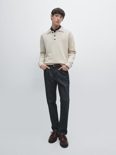 Zara Wool knit polo sweater - Light sand