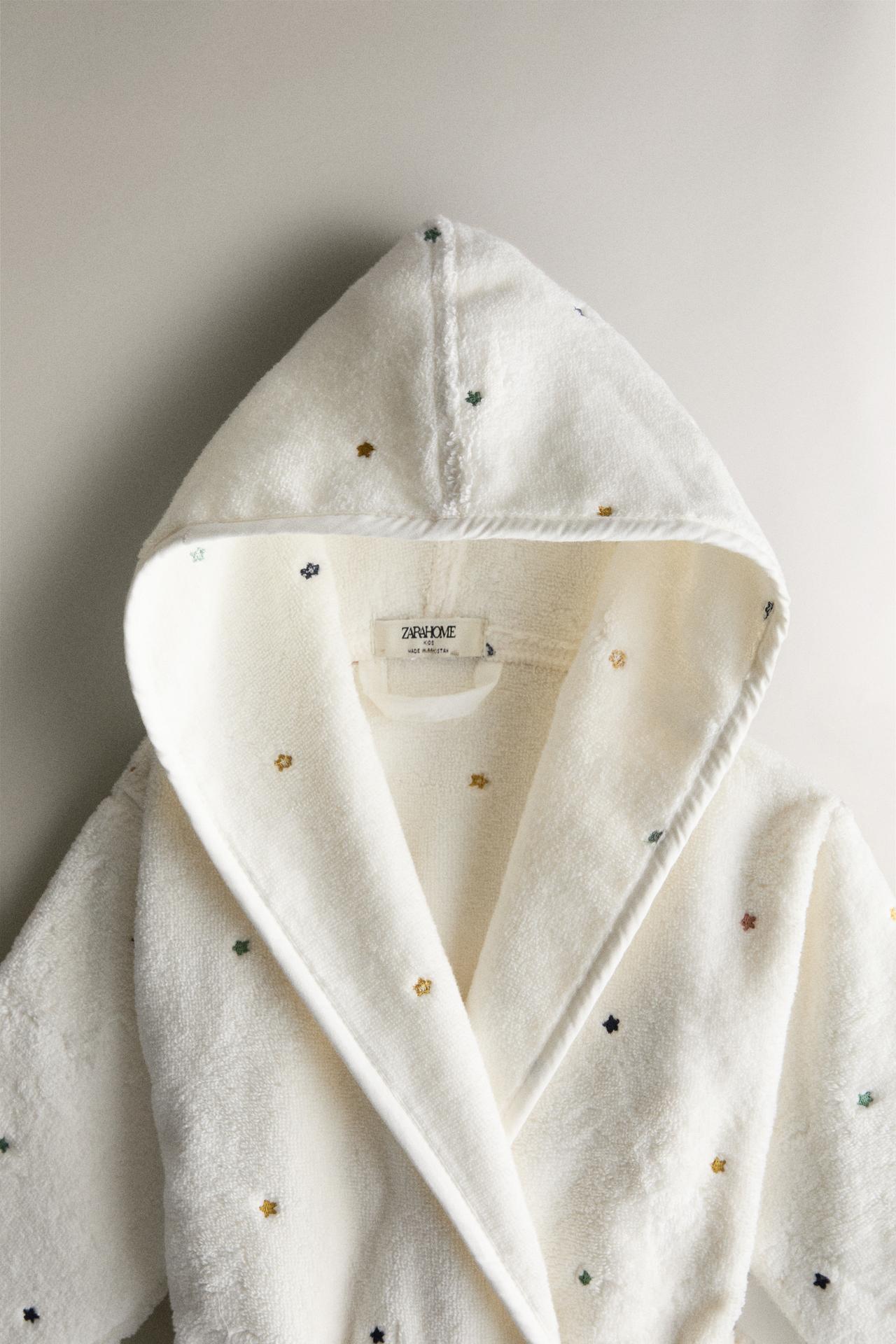 KIDS' STAR BATHROBE — Oyster-white