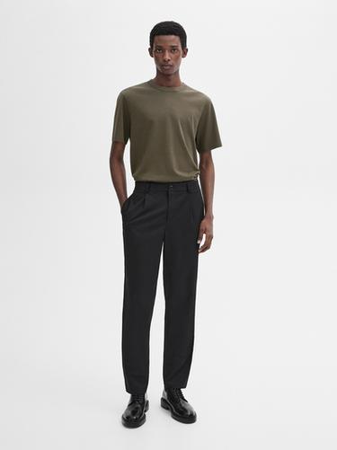 Zara Short sleeve cotton blend T-shirt - Khaki