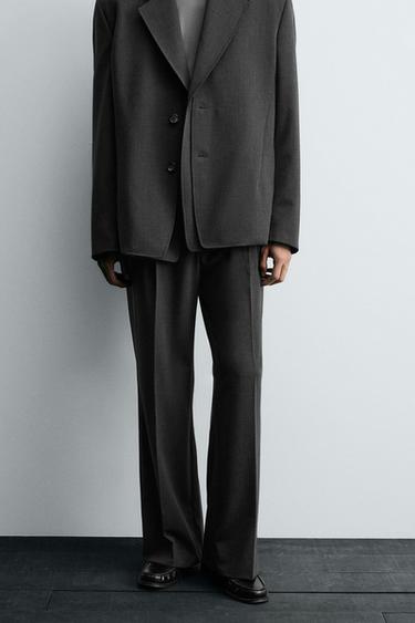 PLEATED SUIT TROUSERS - Grey marl by Zara