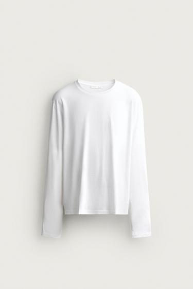 Zara SUPIMA® LONG SLEEVE T-SHIRT - White