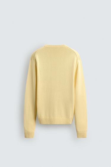 PULL STRUCTURÉ EN COTON - Jaune de Zara - Image 8