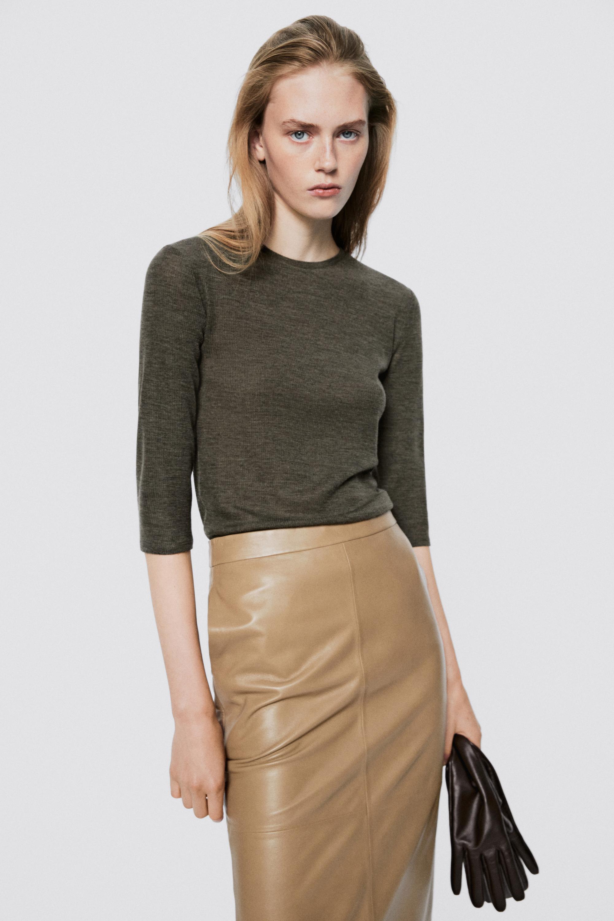 Nappa leather midi skirt with seams - LIMITED EDITION
