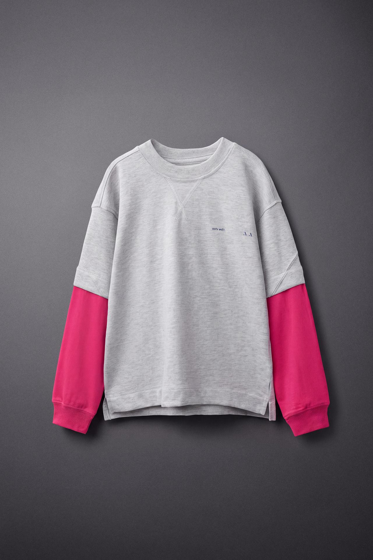 SPORTY DOUBLE-SLEEVE T-SHIRT — Neon pink