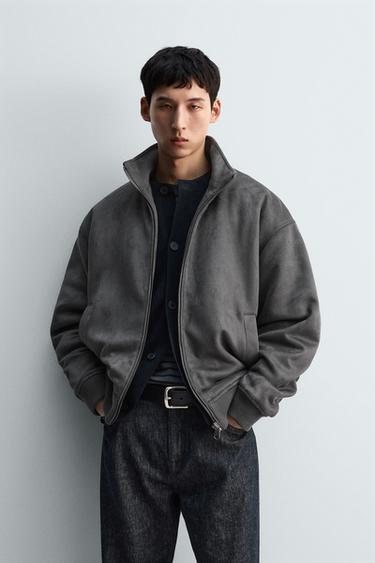 FAUX SUEDE JACKET - Anthracite grey by Zara