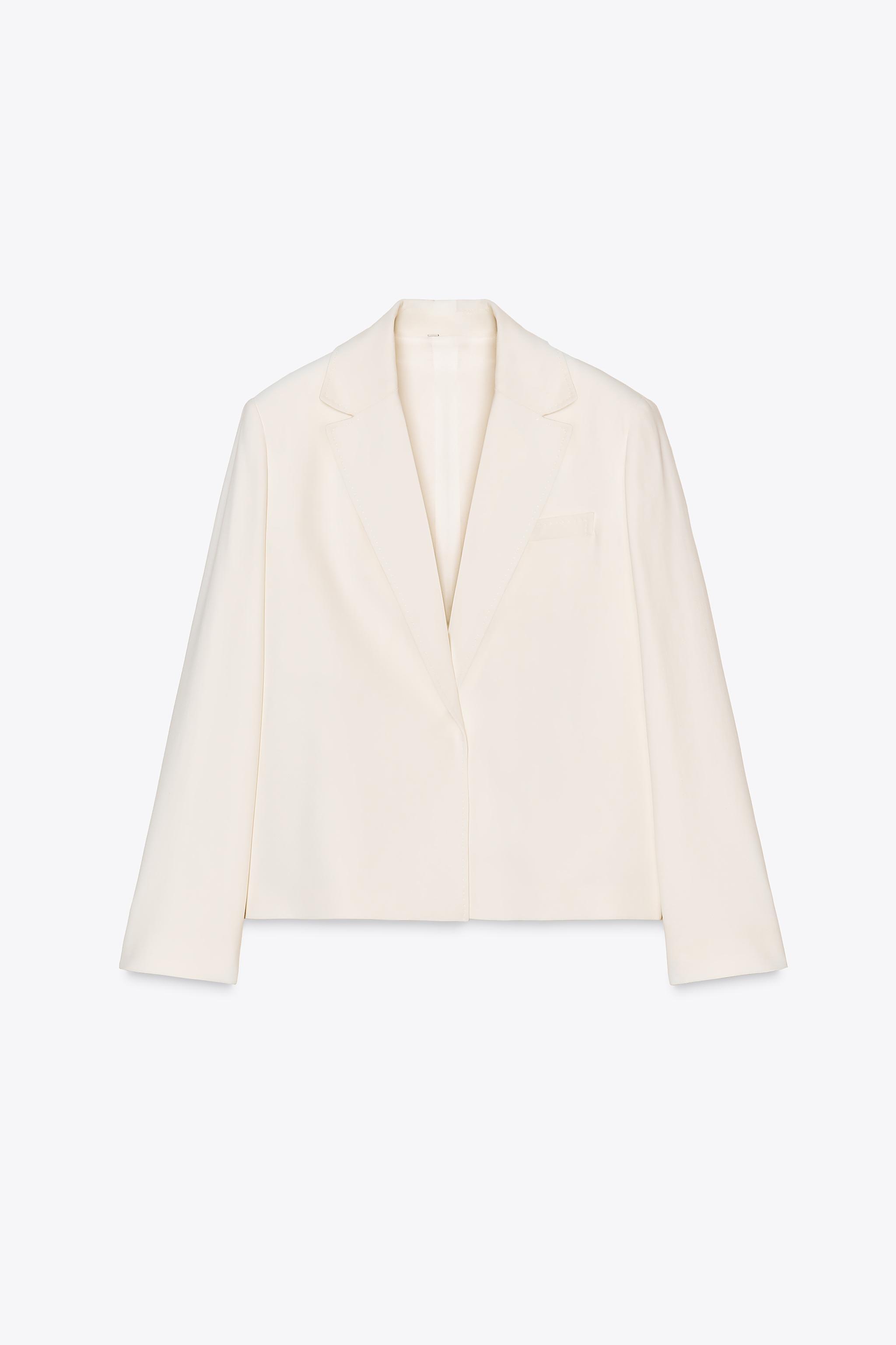 ZARA ZW COLLECTION ステッチブレザー 2818/781 ZW COLLECTION TOPSTITCHED BLAZER - Ecru | ZARA United States