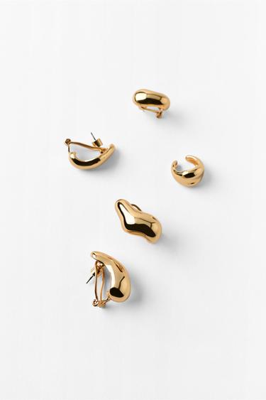 SADA 5 KOVOVÝCH NÁUŠNIC EARCUFF - Zlatá od Zara