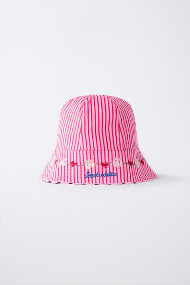 CHAPEAU BOB À RAYURES BRODÉES SISSEL EDELBO X ZARA KIDS - Rose de Zara - Image 3