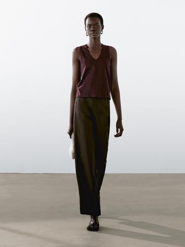Zara Sleeveless mercerised cotton T-shirt - various