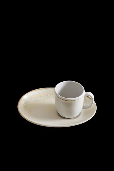COFFEE CUP AND SAUCER - Ecru by Zara