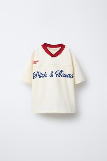 FOOTBALL PRINT T-SHIRT - Ecru by Zara - Image 0