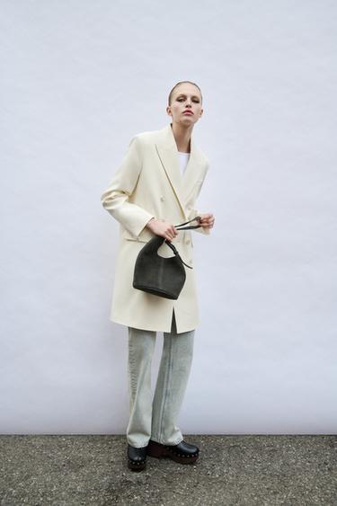 ASYMMETRIC SOFT SPLIT SUEDE MINI BUCKET BAG - Green by Zara - Image 2