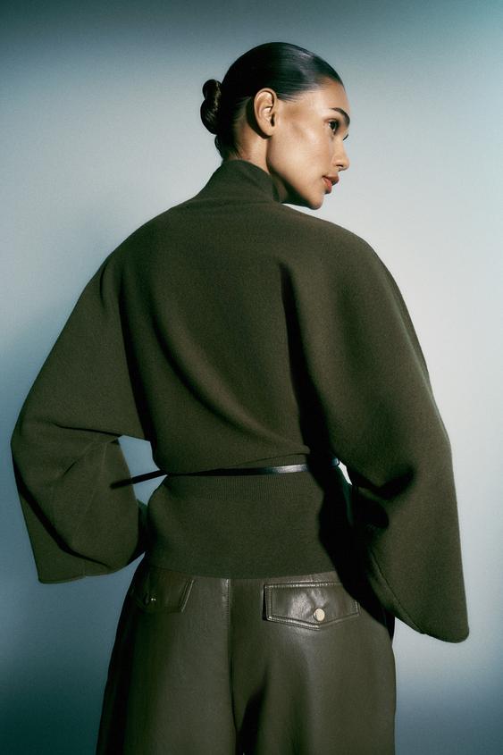 BELTED KNIT JUMPER - Khaki by Zara - Image 4