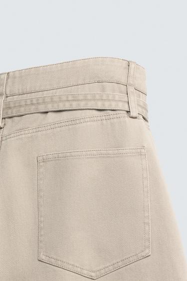 BELTED WIDE-LEG BALLOON FIT TROUSERS - Beige de Zara - Image 10