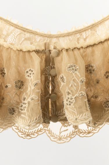 EMBROIDERED RUFFLE STRAP TOP - Beige-pink by Zara - Image 6