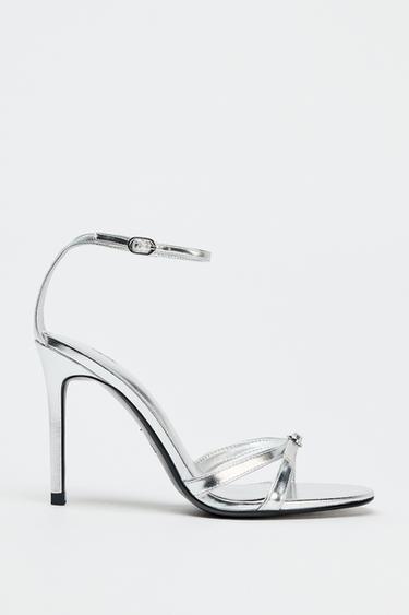 METALLIC HIGH-HEEL SANDALS - Silver by Zara