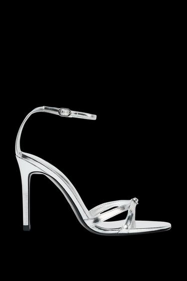 METALLIC HIGH-HEEL SANDALS - Silver by Zara - Image 0