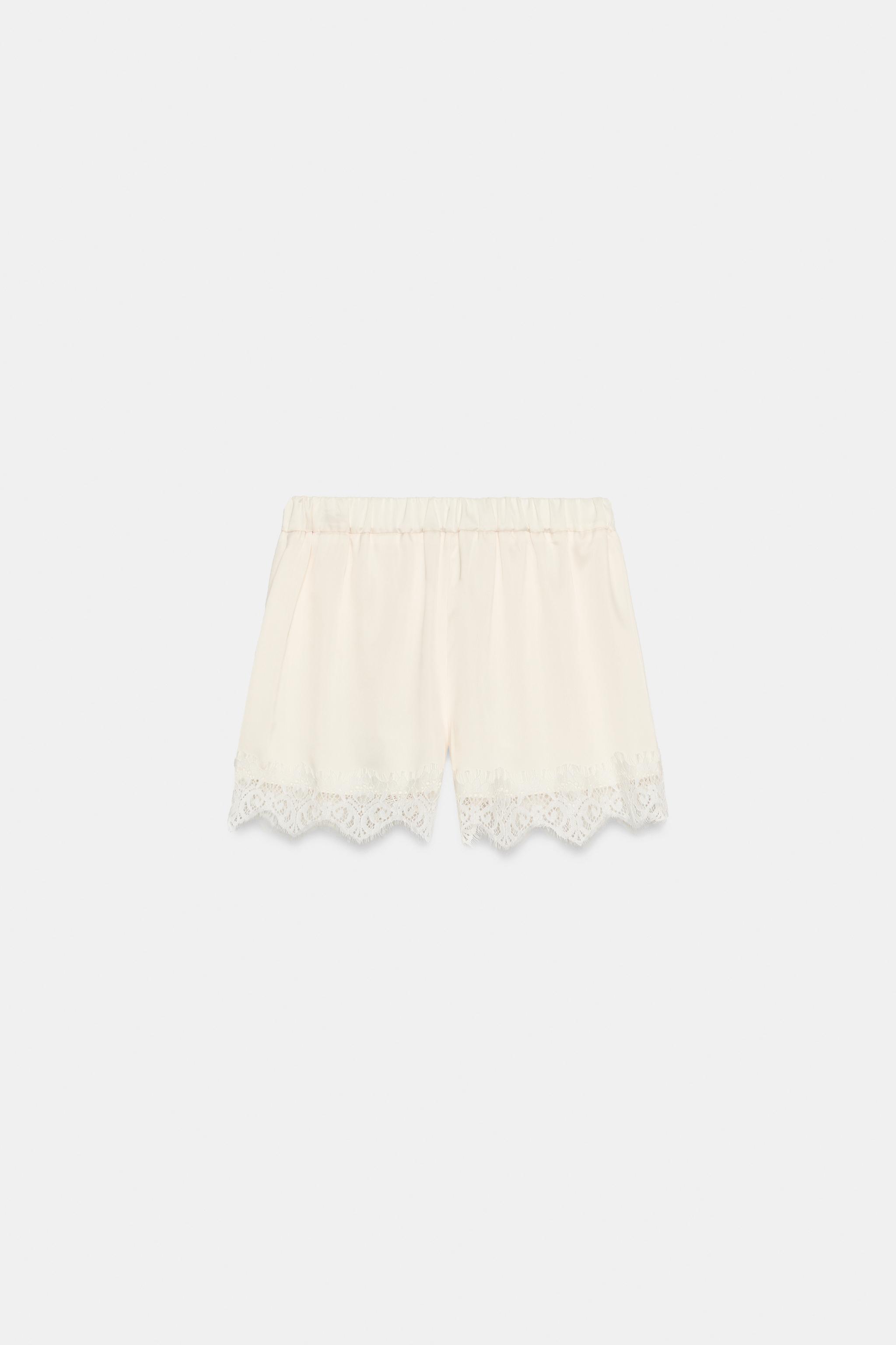 Женские шорты Zara SATIN LACE SHORTS — фото 7