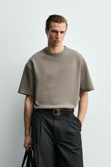 SUDADERA RELAXED FIT MANGA CORTA - Marrón / Topo de Zara