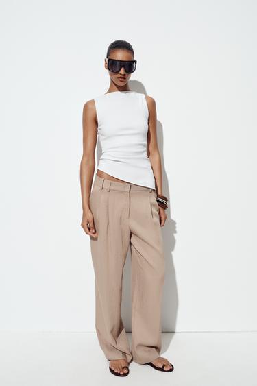 Zara ASYMMETRICAL RUCHED T-SHIRT - White - Image 0