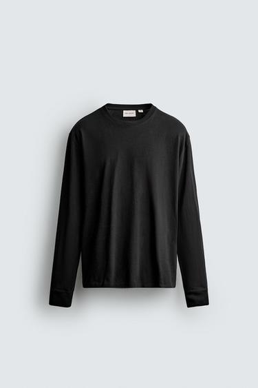 LIGHTWEIGHT LONG SLEEVE T-SHIRT - Black by Zara