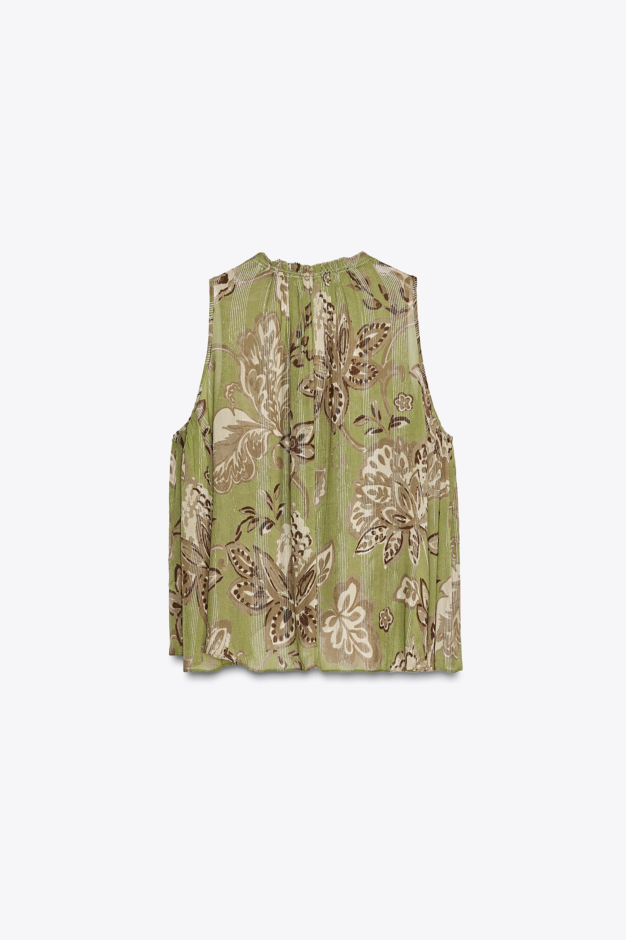 ZW COLLECTION プリント柄トップス - グリーン | ZARA Japan / 日本